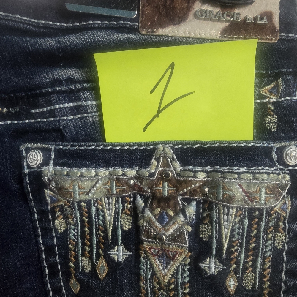 Grace In LA Embroidered Denim Jeans
